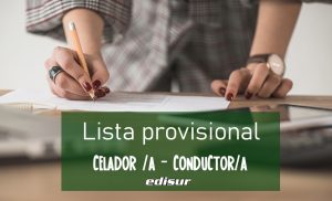 Lista provisional de aspirantes a Celador/a - Conductor/a