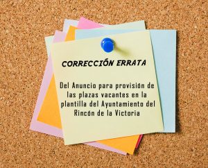 Corrección errata anuncio del proceso selectivo para Rincón de la Victoria